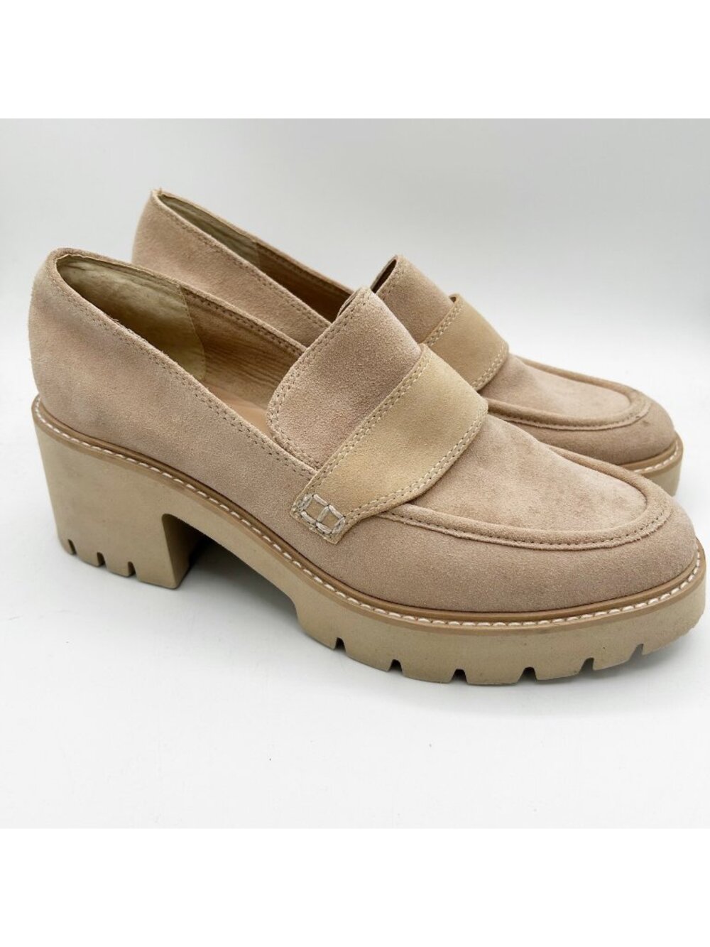 Dolce Vita Beige Suede Platform Loafers
